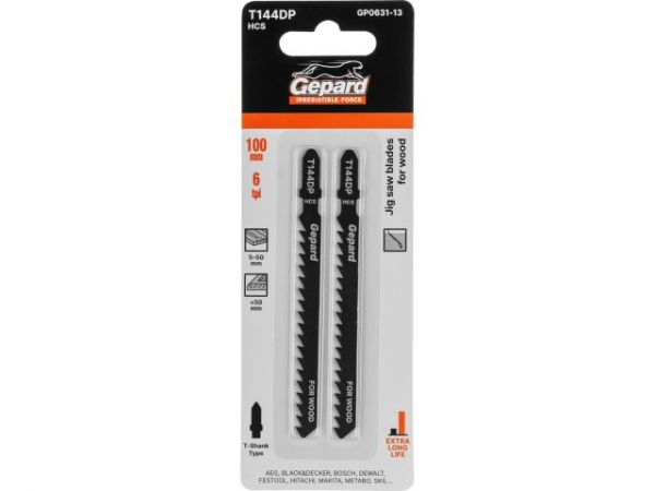 Пилка лобз. по дереву T144DP (2 шт.) GEPARD(пропил прямой, грубый, точный угловой рез)
