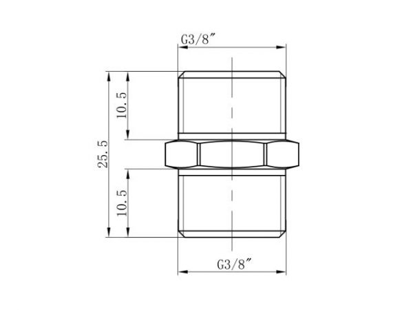 Ниппель 3/8' нар.-нар., AV Engineering (инд. упак.)(Латунь, макс.  16 бар, макс.  110 °С)