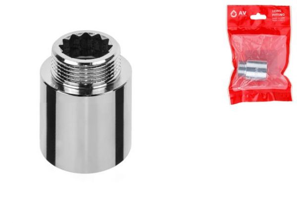 Удлинитель 3/4' вн.-нар. х 30 мм усиленный ХРОМ, AV Engineering (инд. упак.)(Латунь, макс.  16 бар, макс.  110 °С)