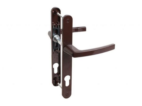 Ручка на планке БУЛАТ РФ 85.70.25.02.8017  УРАЛ  коричн. с пружин. м/о 85  ЛДМ(для узкопроф.)