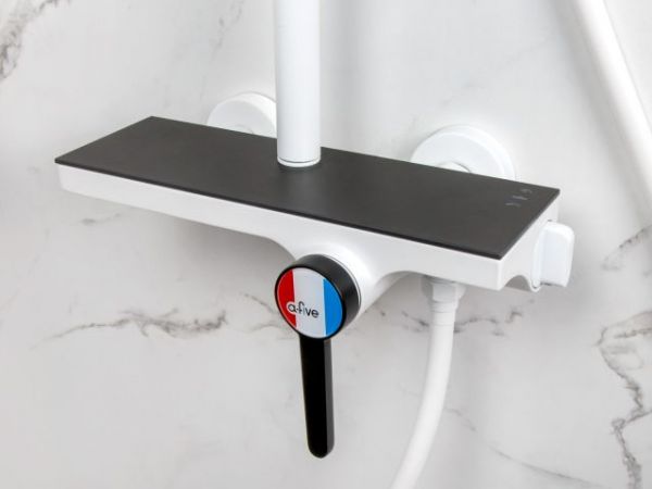 Душевая система (Lt) D35, серия Rose белый + черный, a-five(На стену, Излива нет, Троп. душ: вынос 408 мм, диаметр 250 мм.)