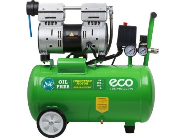 Компрессор ECO AE-25-OF1 безмасляный(140 л/мин, 8 атм, коаксиальный, безмасляный, ресив. 24 л, 220 В, 0,8 кВт)