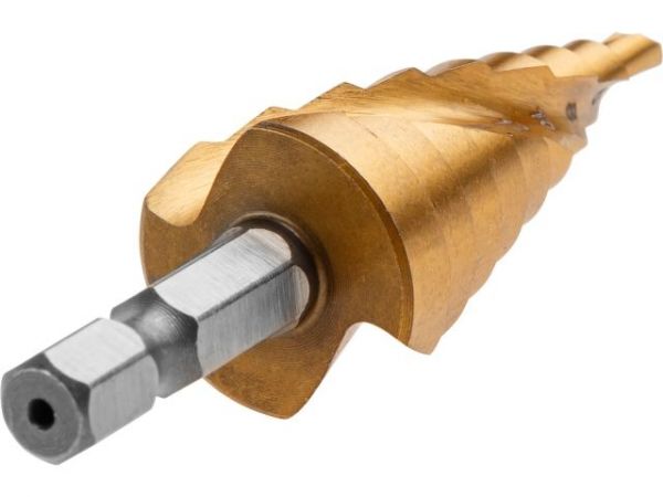 Сверло по металлу ступенчатое 4-20 мм HSS TIN GEPARD(спиральный профиль)