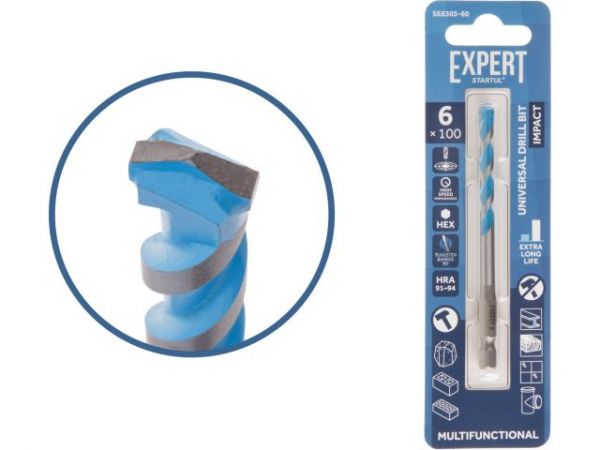 Сверло универсальное  6x100 мм MultiFunctional EXPERT STARTUL(победитовое, по мультиматериалам)