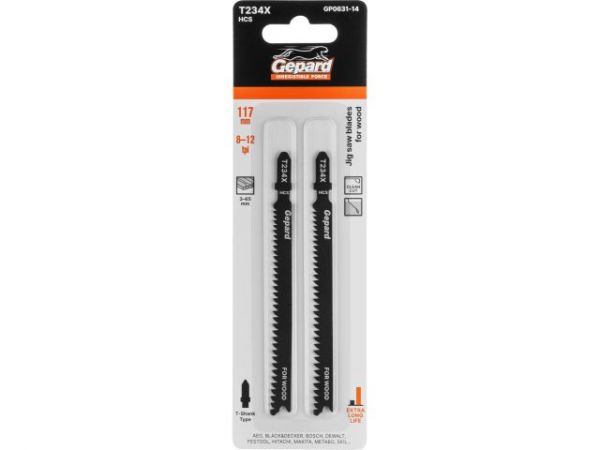 Пилка лобз. по дереву T234X (2 шт.) GEPARD(пропил прямой, тонкий, аккуратный и чистый рез)