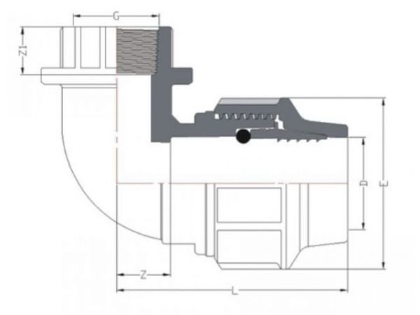 Колено ПЭ 20 х 1/2' вн., AV Engineering(Полипропилен, макс.  16 бар, макс.  40 °С)