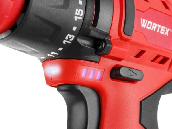 Дрель-шуруповерт WORTEX BD 1215 LiSET в чем. 12 В, 30 Н*м, 2х1.5 А*ч, БЗП 10 мм(Быстросъемный патрон, шурупы до 6 мм)