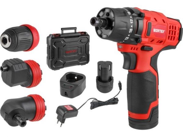 Дрель-шуруповерт WORTEX BD 1215 LiSET в чем. + 2 насадки, 12 В, 30 Н*м, 2х1.5 А*ч, БЗП 10 мм(Быстросъемный патрон, шурупы до 6 мм)