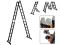 Лестница алюм. многофункц.4х6 ступ.(стрем.-332см,лестн.-690см) 17,0кг BLACK LINE STARTUL (ST9930-06)(усиленное шарнирное соединение, прорезиненные колеса и доп.стабилизаторы)