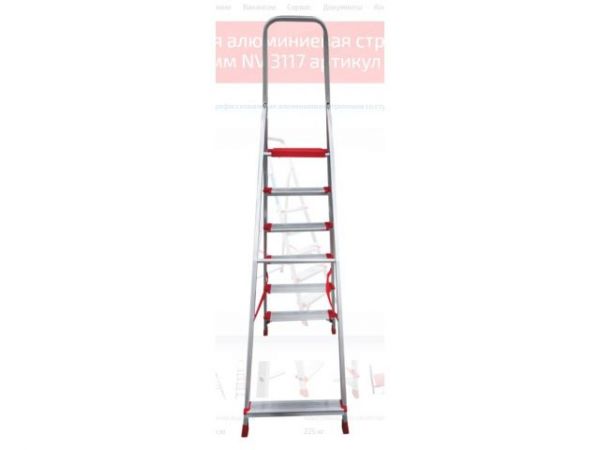 Лестница-стремянка алюм. проф. с широкой ступенью 129 см 6 ступ. 7кг NV3117 Новая Высота(макс. нагрузка 225кг)
