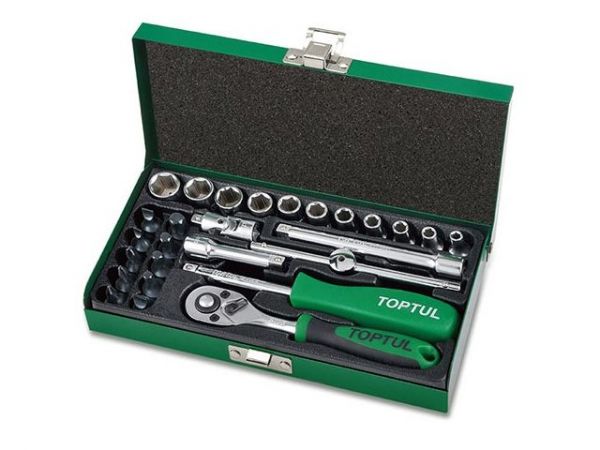 Набор головок 1/4' 4,5-13мм 27предм. 6гр. TOPTUL