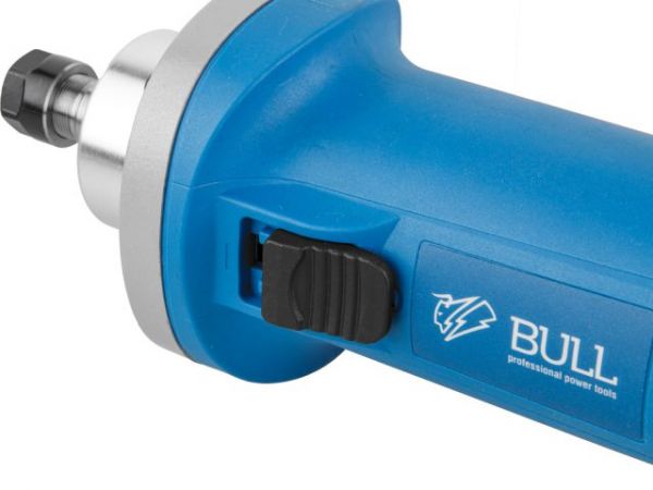 Прямая шлифмашина BULL EDG 6528 E в кор. 670 Вт, 8000-30000 об/мин, цанги 6 и 8 мм(Плавный пуск, рег. об., константная электроника, подшипники NSK, автоотстрел щет., защ. от перегруз.)