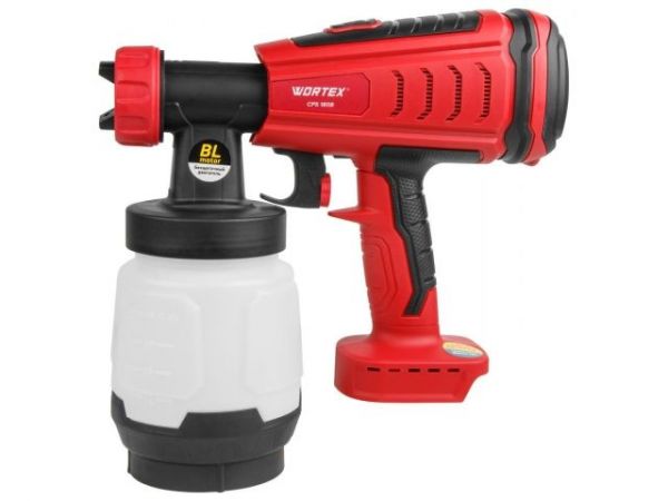 Краскораспылитель WORTEX CPS 1808 в кор. ALL1 XLT SOLO БЕСЩЁТ.ДВИГ., 18В, 1000 мл/мин, 0.8 л(БЕСЩЁТ.ДВИГ., 18 В, БЕЗ АКБ И ЗУ, 1000 мл/мин, 0.8 л бак, 2.5 мм сопло, 50 DIN)