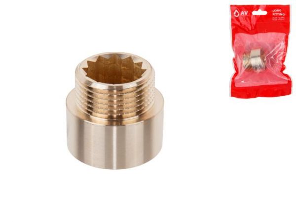Удлинитель 1' вн.-нар. х 15 мм, AV Engineering (инд. упак.)(Латунь, макс.  16 бар, макс.  110 °С)