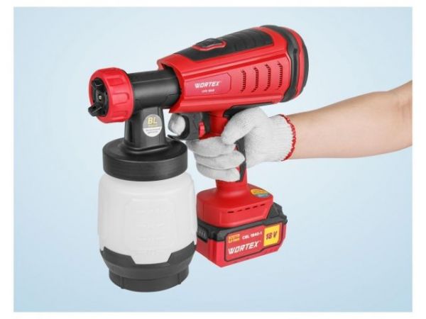 Краскораспылитель WORTEX CPS 1808 в кор. ALL1 XLT SOLO БЕСЩЁТ.ДВИГ., 18В, 1000 мл/мин, 0.8 л(БЕСЩЁТ.ДВИГ., 18 В, БЕЗ АКБ И ЗУ, 1000 мл/мин, 0.8 л бак, 2.5 мм сопло, 50 DIN)