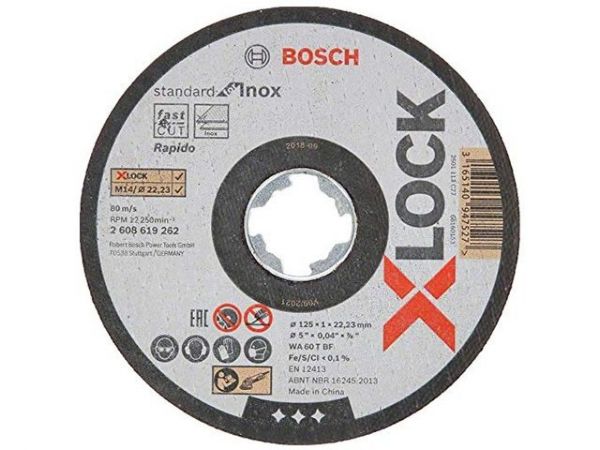 Круг отрезной 125х1.0x22.2 мм для нерж. стали X-LOCK Standard for Inox BOSCH(прямой; подходит для всех типов УШМ)