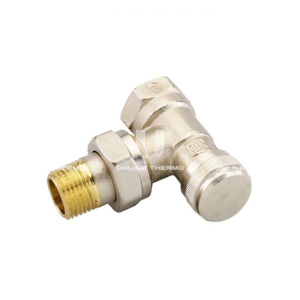 Запорный радиаторный клапан (вентиль) ручной регулировки Ридан 003L0143R, 1/2 ВР-НР, угловой