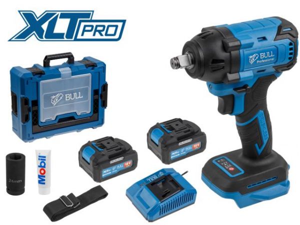 Ударный гайковерт BULL SC 1804 Xcase, XLTpro, БЕСЩЕТ., 18 В, 400 Н*м, 1/2', 2х4 А*ч, з/у 4 А(вес 2.0 кг)