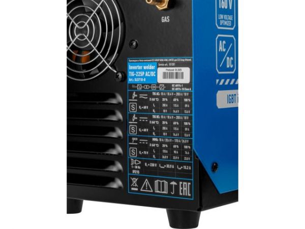 Инверторный аппарат аргонодуговой сварки SOLARIS TIG-225P AC/DC(AC/DC TIG; COLD TIG; PULSE; HF; LIFT; MMA; 200 A; 160 В-240 В)