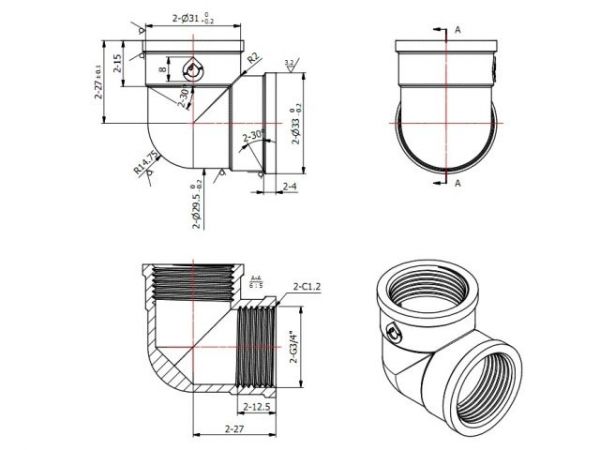 Колено 3/4' вн.-вн., AV Engineering (инд. упак.)