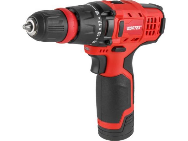 Дрель-шуруповерт WORTEX BD 1215 LiSET в чем. + 2 насадки, 12 В, 30 Н*м, 2х1.5 А*ч, БЗП 10 мм(Быстросъемный патрон, шурупы до 6 мм)