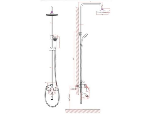 Душевая система (Lt) D40, серия Crocus хром, a-five(L-излив: длина 105 мм, высота 156 мм, монолитный. Троп. душ: вынос 400 мм, диаметр 200 мм.)