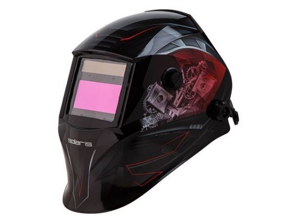 Щиток сварщика с самозатемняющимся светофильтром Solaris ASF520S (Car Master красный)(1/1/1/2; 95x43 мм (40,9 см2); DIN 4/9-13 (регул); шлифовка; рег.чувств.+задержки; сменная батарея)