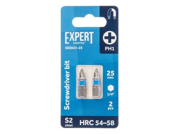 Насадка крестообразная PH1 25мм  2шт EXPERT STARTUL (SE8521-25)(бита Phillips магнитная)