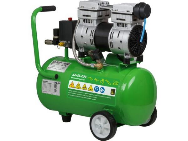 Компрессор ECO AE-25-OF1 безмасляный(140 л/мин, 8 атм, коаксиальный, безмасляный, ресив. 24 л, 220 В, 0,8 кВт)