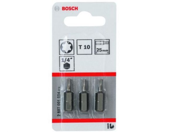 Насадка с шестигр. хв. Т10  25мм Bosch (3 шт)