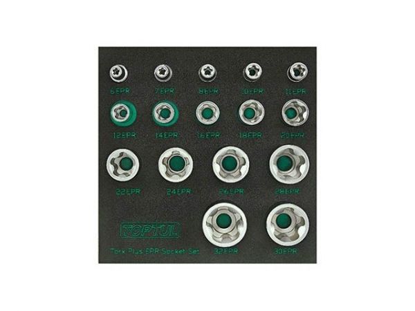 Набор головок 1/4', 3/8', 1/2' 6EPR-32EPR 16предм. TOPTUL (GABF1601)