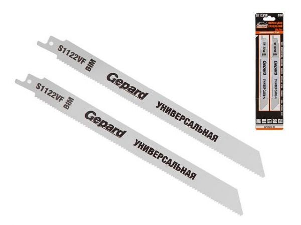 Пилка сабельная по дереву с гвоздями S1122VF (2 шт.) GEPARD(240мм, универсальная, полотно для сабельной пилы, пропил прямой, тонкий, для подгоночных пропилов)