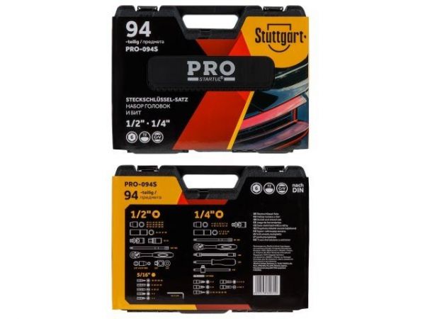 Набор головок и бит 94пр. 1/4',1/2' PRO STARTUL STUTTGART (PRO-094S)(6 граней)
