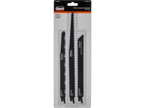 Набор пилок сабельных по дереву 3шт. GEPARD (GP0643-01)(S1531L, S1122VF, S1617K)