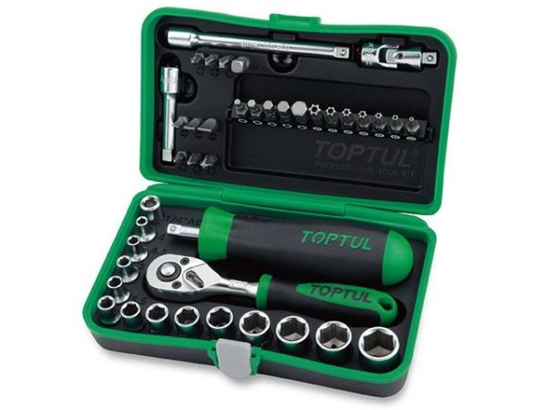 Набор головок и бит 1/4' 4-14мм 41предм. 6гр. TOPTUL