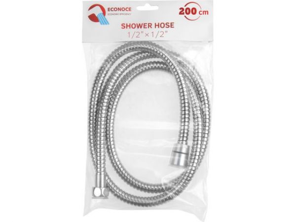 Шланг душевой, SUS/PVC, 1/2' г-г 200 см, хром, ECONOCE(Гайка цинк.Замена E-004)