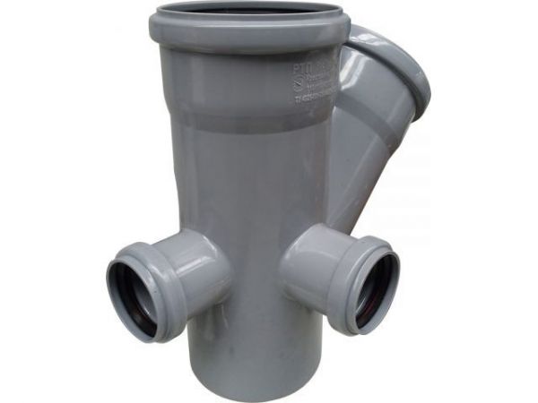 Крестовина двухпл. ВК 110/110х45/50/50 левая, тыл РТП(Для внутренней канализации)