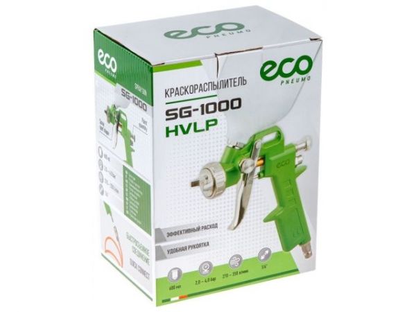 Краскораспылитель ECO SG-1000 (HVLP, сопло ф 1.5мм, верх. бак 600мл)