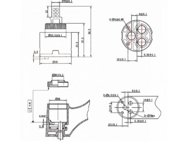 Картридж D35 для смесителя, тип A-S, AV Engineering(Переключение ступенчатое)