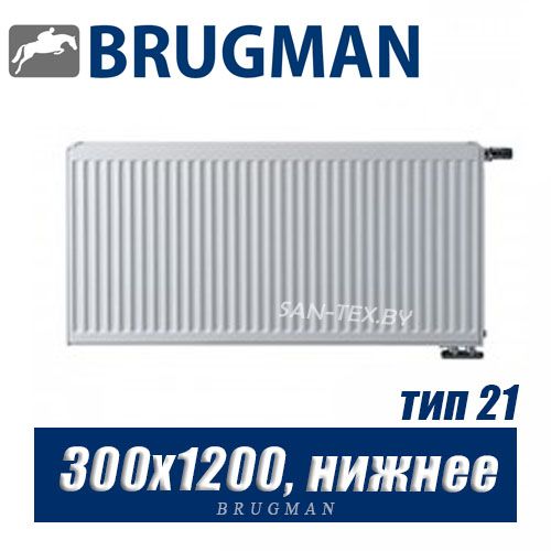 Стальной радиатор Brugman FEV тип 21 300x1200, нижнее подключение