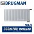 Стальной радиатор Brugman FEV тип 21 300x1200, нижнее подключение
