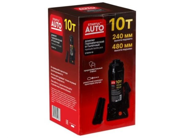 Домкрат гидравлический 10т бутылочный 240-480мм STARTUL AUTO (ST8019-10)(h min 240мм, h max 480мм)