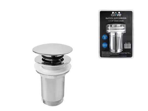 Выпуск для умывальника click/clack, большая крышка с переливом, хром, 1 1/4', a-five