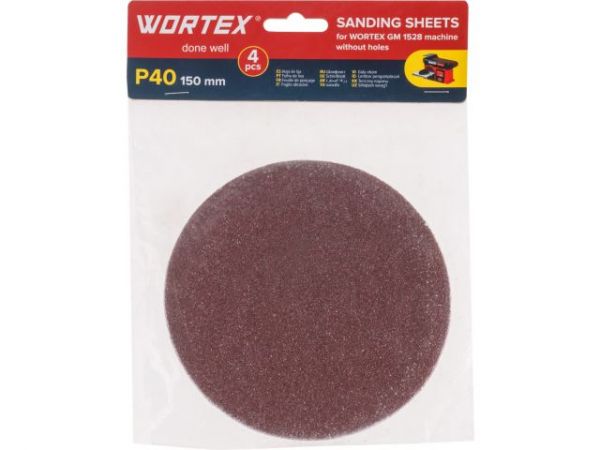 Шлифлист 150мм P40 без отв. 4 шт. для станка WORTEX GM 1528
