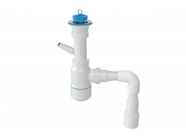 Сифон для умывальника с выпуском 70мм,с отводом для стир. маш.,с гибкой трубой 1 1/2'-40/50мм, AV En