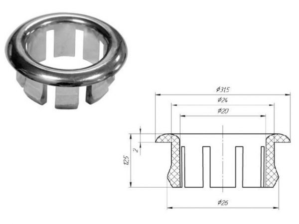 Обрамление для перелива ХРОМ, ИнкоЭр(И-Санфаянс-ОбрамлениеХ-193Р)