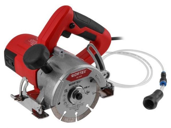 Плиткорез электрический WORTEX TS 1117 в кор. 1700 Вт, 115х22.2 мм, до 34 мм(13800 об/мин, сухой и мокрый рез, 3.4 кг)