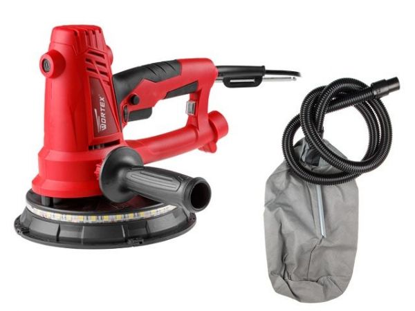 Шлифмашина для стен и потолков WORTEX DG 1875 в кор. 750 Вт, 180 мм, LED, 1500-2700 об/мин(Регул. об., не требуется пылесос, 2.4 кг)