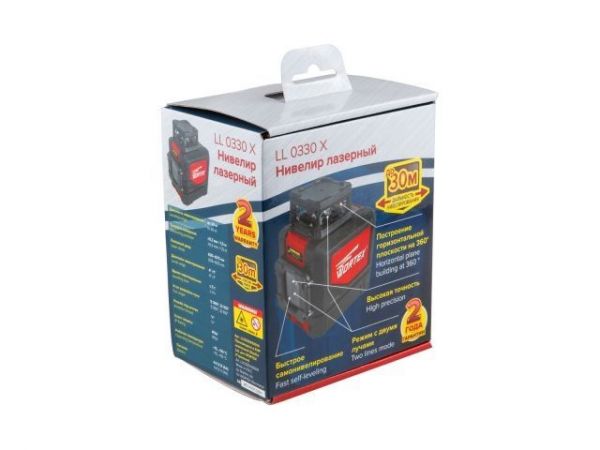 Нивелир лазерный линейный WORTEX LL 0330 X в кор.(проекция: крест, 1 плоскость 360°, до 30 м, +/- 0.3 мм/м, резьба 1/4' Подходит приемник Bosch LR7)