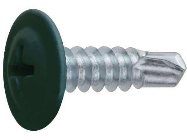 Саморез 4.2х16 мм с прессшайбой, цинк, со сверлом, RAL 6005 (14000 шт в коробе) STARFIX(цвет зеленый мох)